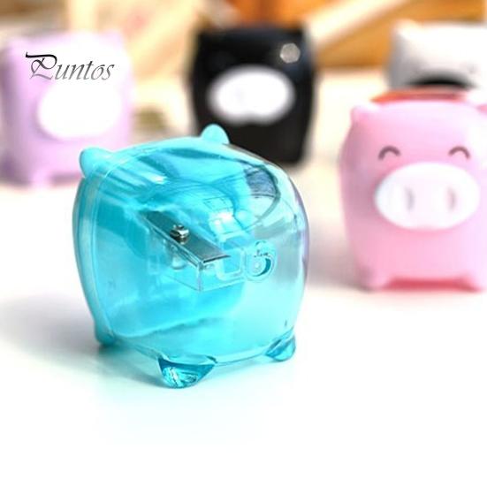 School Manual Pencil Sharpener Pig Shaped Plastic Waste Office Storage Convenient Curler for Desktop