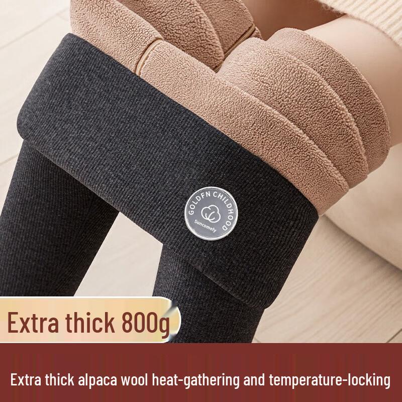 LangSha Women's 800g Lamb Wool Lined Winter Thermal Leggings