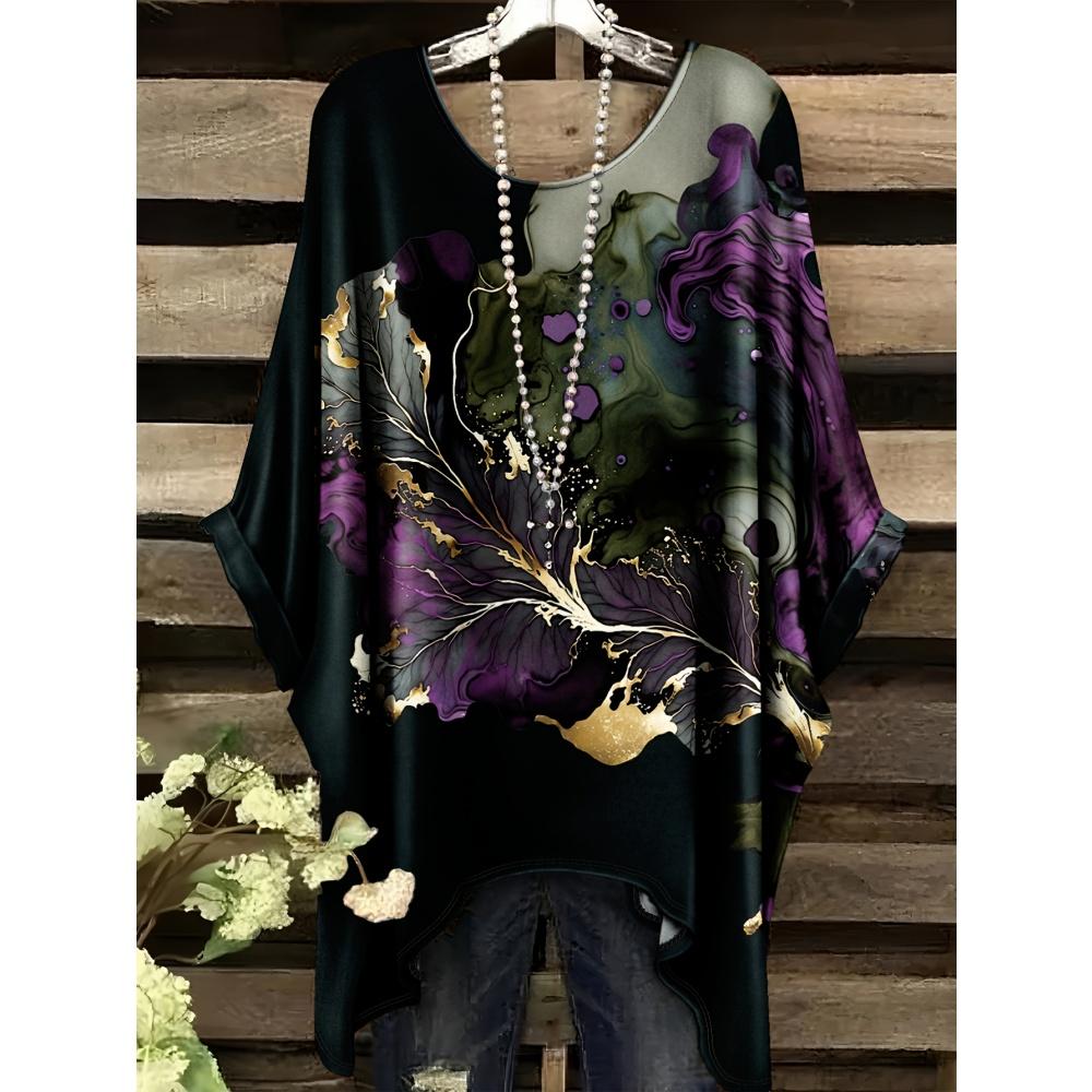 New 2025 T-Shirts for Women Gold Marble Print Versatile Machine Summer Comfort Short Sleeve Washable Bohemian Vintage Clothing