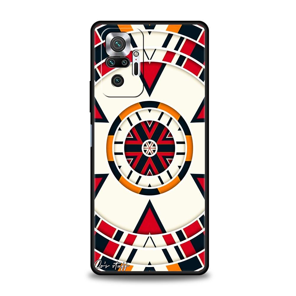 Retro Circular Totem Design Phone Case Cover for Redmi 14C 10C Note 15 14 13 12 10 11 K40 Pro Plus 5G Soft TPU Shockproof Fundas