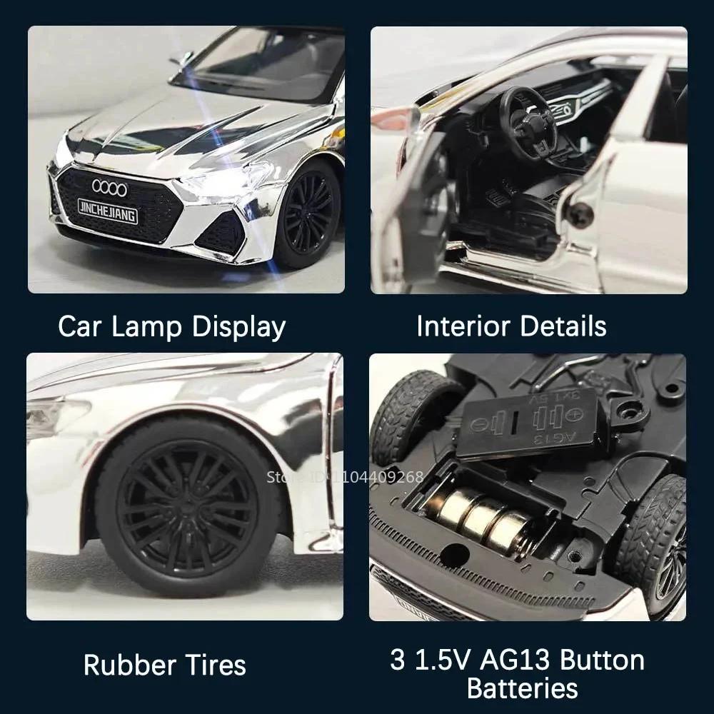 1:32 Maßstab RS7 RS6 Sportwagen Spielzeugmodell Licht Ton Rückzug Diecast Metall Miniaturfahrzeuge Modelle Kinder Desktop Ornamente