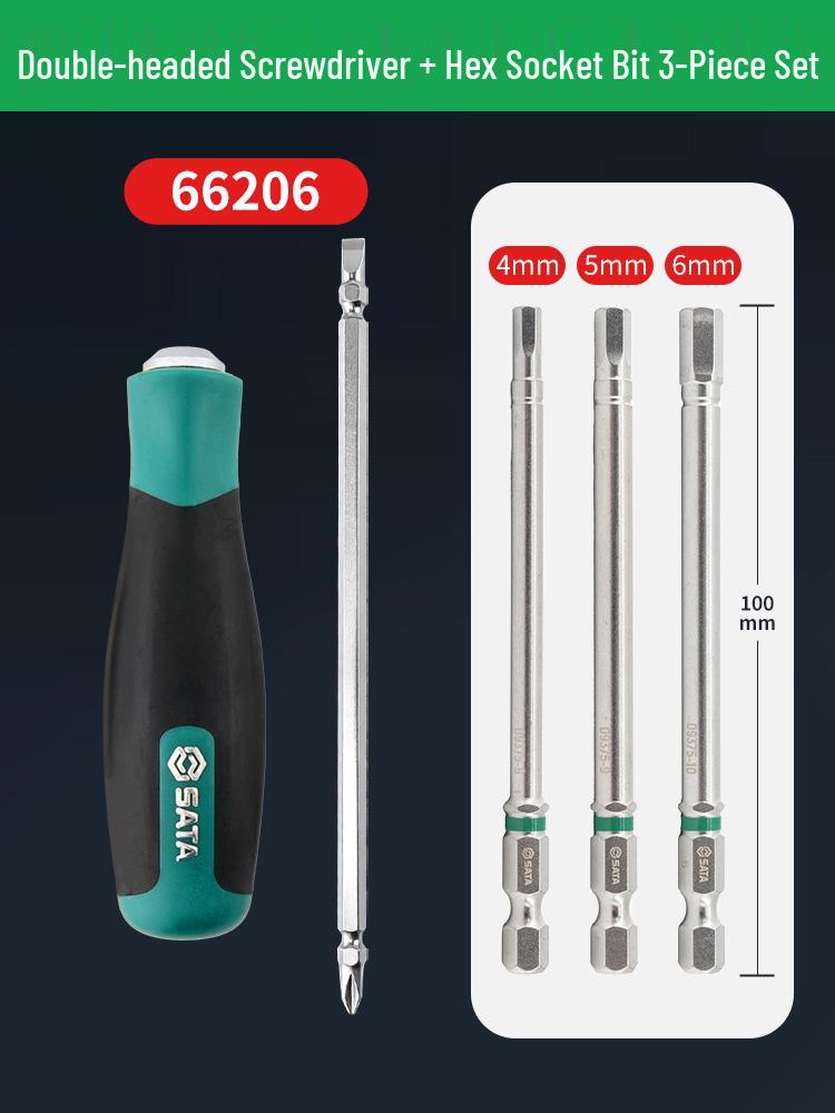 SATA 2-in-1 Double-Ended Screwdriver: High Hardness Phillips & Flathead Repair Tool