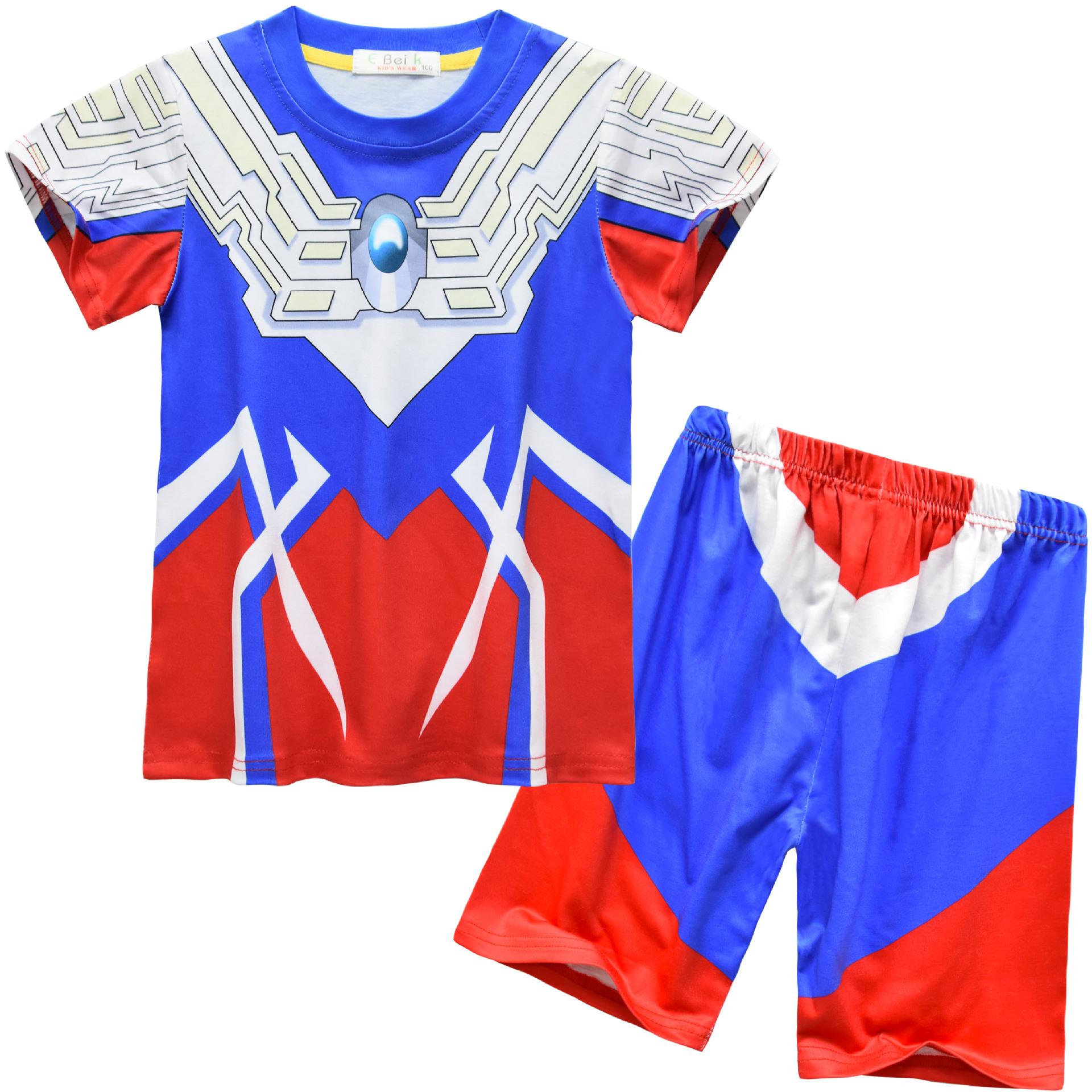 

Children S Loungewear, Cartoon Digital Printing 100-140 Short-Sleeved Pajamas And Pants Two-Piece Set 91081 100