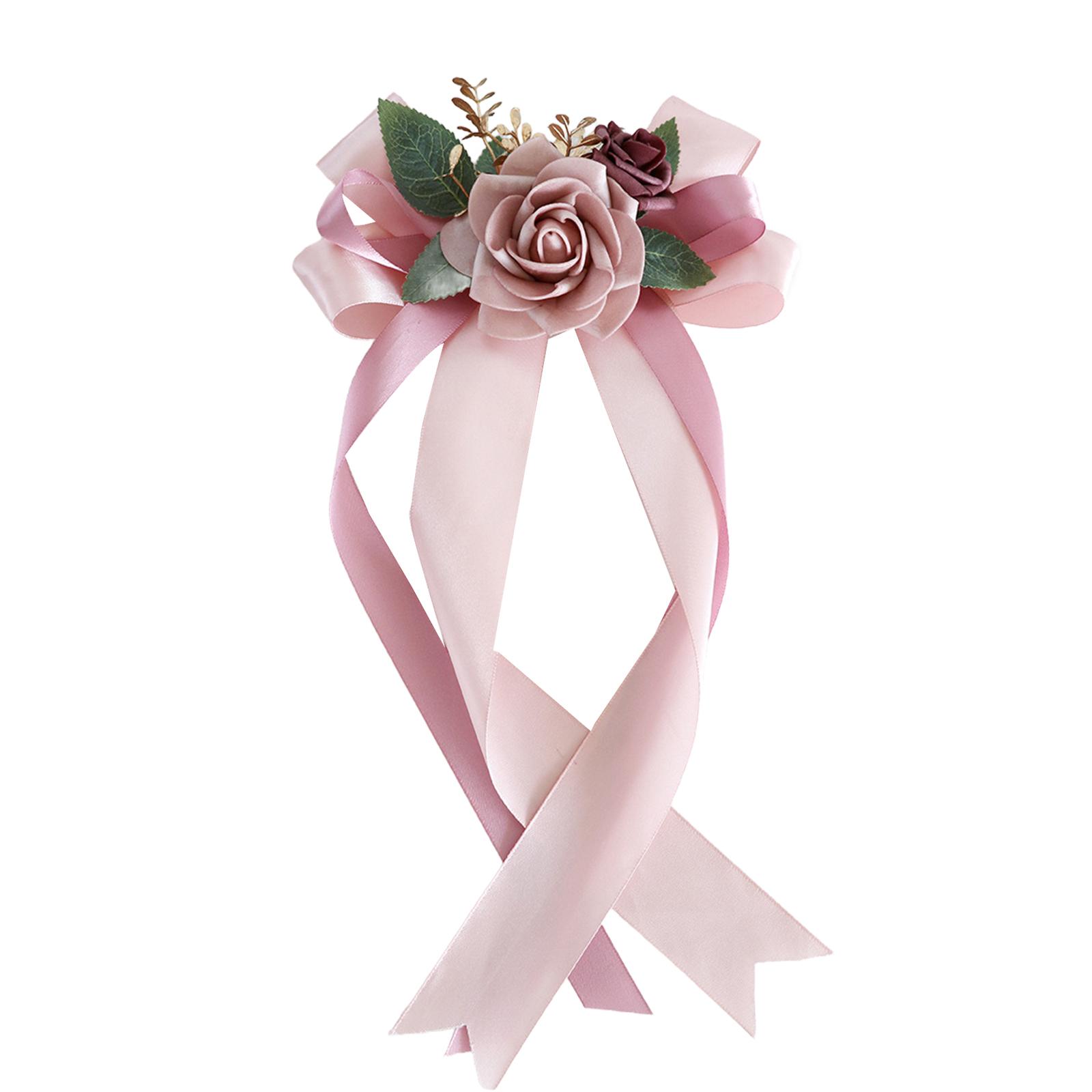 

Элегантные украшения из лент для дверных ручек свадебного автомобиля, украшение в виде цветка-банта для свадебного автомобиля и места проведения торжества B