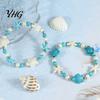 Layered Beach Party Accessory Summer Bracelet, Bohemian Sea Shell Turtle Braided Handmade Woven Adjustable Ocean Charm Bracelet String Wristband,