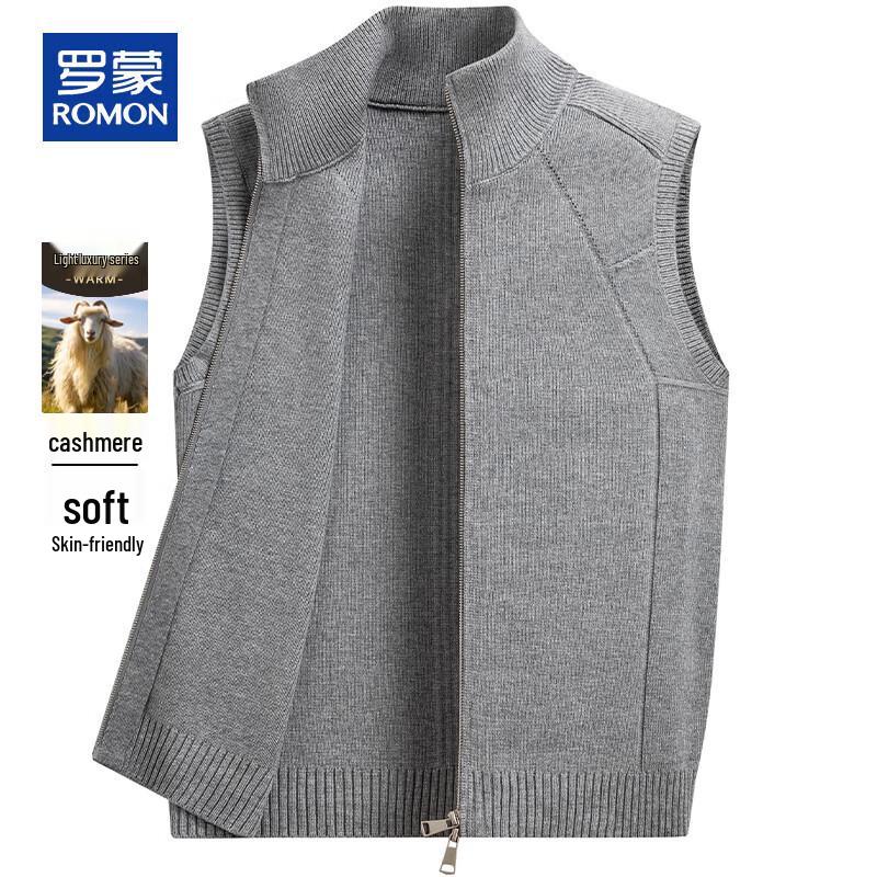 

ROMON Men s Cashmere Blend Stand Collar Sleeveless Zippered Vest 2XL