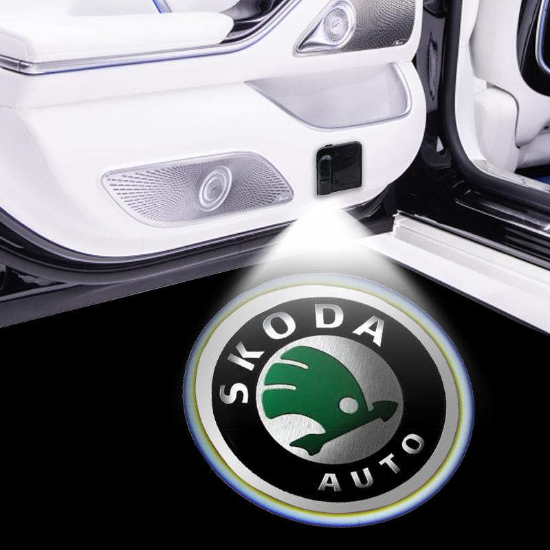1/2pcs LED Car Door Courtesy Light Projector Welcome Lamp Car Badge for Skoda 3 2 VRS Vision Rapid Kodiaq Favorit Rapid Octavia A5 A7 Superb