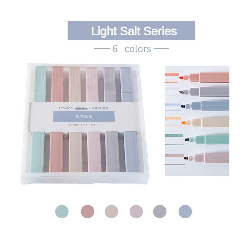 6pcs/set Pastel Color Highlighter Kawaii Stationery Color Marker School Supplies Student Marker Highlighter Japanese Stationery