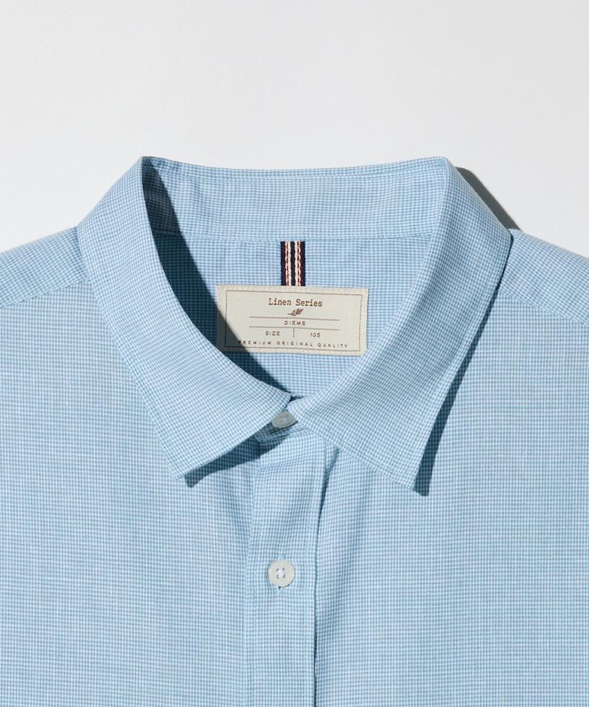 Stico Diems Small Check Linen Blend Short Sleeve Shirt_Mint (Easy Fit)_Ddsxb03Ecm