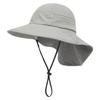Grey-46-50CM-Baby Sun Hat Girl Boy Neck Cap Protection Children Bucket Hats Breathable Baby Girl Beach Hat Toddler Summer Hat