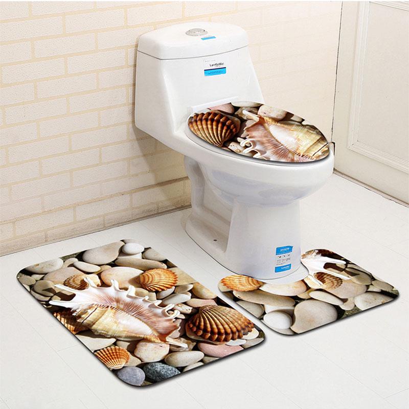 Cheap Bathroom floor mats Rugs Starfish Printing Pedestal Rug Lid