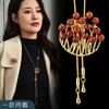 Autumn And Winter Flower Basket, A Basket Of Red Beans, Long Necklace, High Temperament, Crystal Sweater Chain Luxury