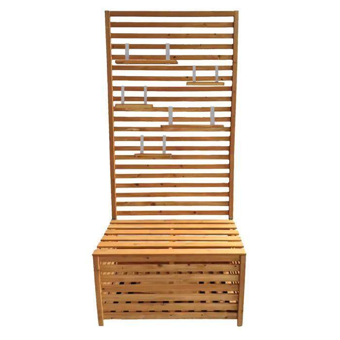 Garden Chest with Shelves - Divit GR1 - Fir Wood - Integrated Bench - 80×40×170 Cm
