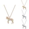Fashionable Colorful Rainbow Horse Pendant Necklace With Sparkling Design For Women