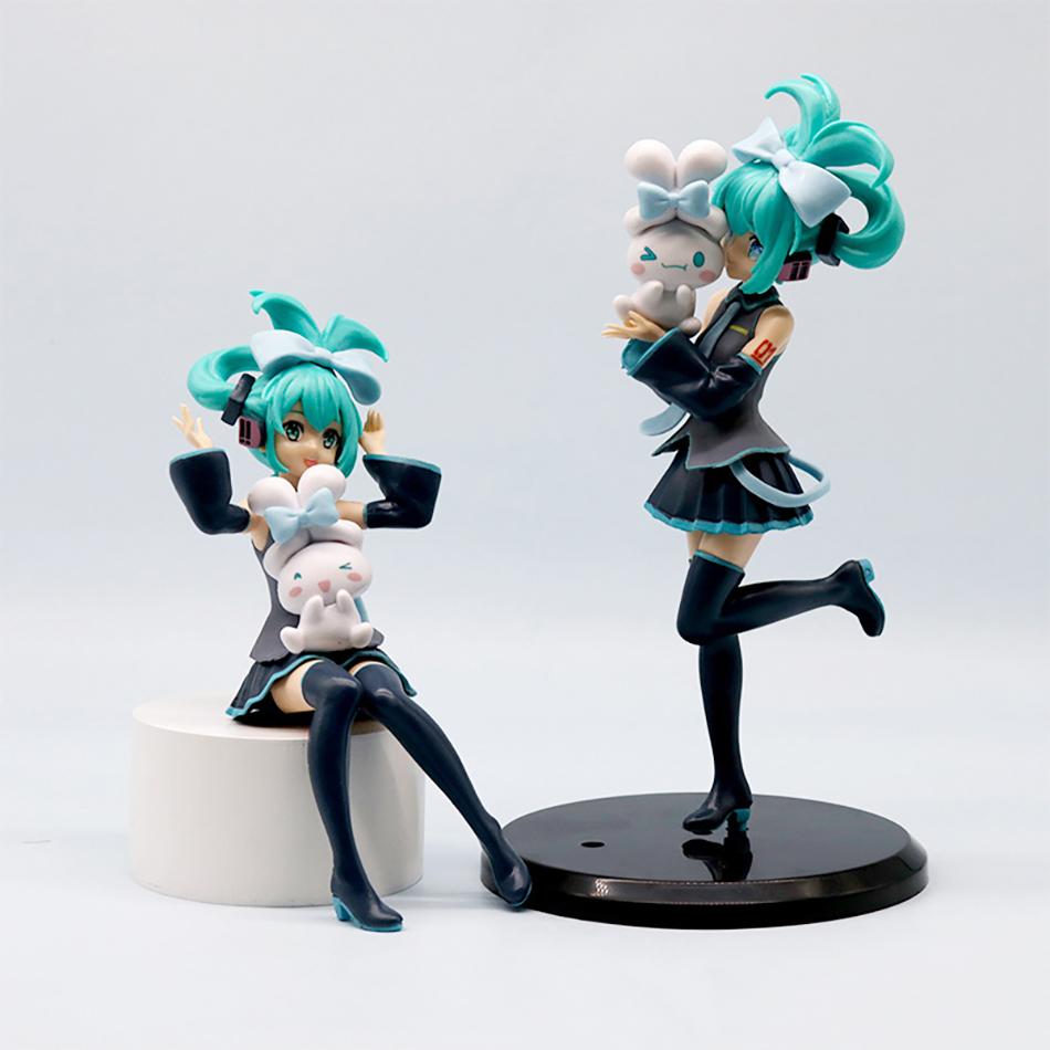 21Cm Anime Hatsune Miku X Cinnamoroll Figurine Anime Peripheral Collectible Model Desktop Decoration Kids Kawaii Gift