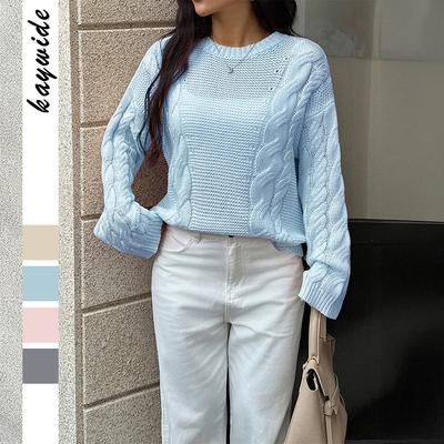 Lässiger schlichter langärmliger Pullover für Damen 2025 Herbst- und Wintermode modisch und vielseitig