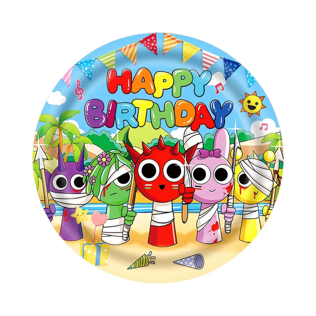 Tag Theme Birthday Party Decoration Game Flag Cake Insert Spiral Arrangement