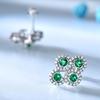 Nano Emerald Flower Earring 925 Sterling Silver Flower Green Zircon Stud Earrings