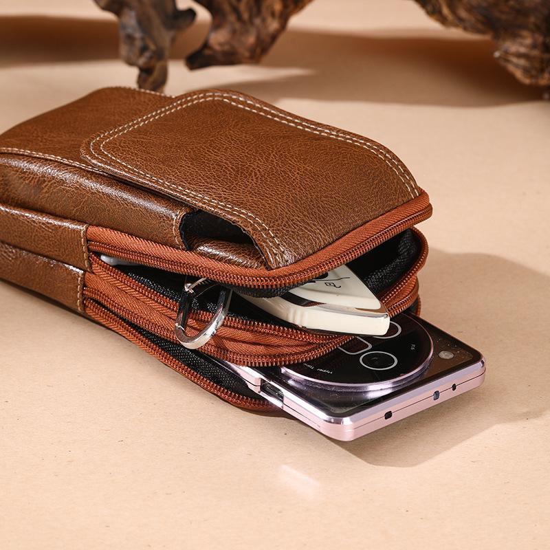 Pu Leather Crossbody Bag Versatile Style Simple Design Waist Bag Multiple Pockets Leather Case Messenger Bag Outdoor Work