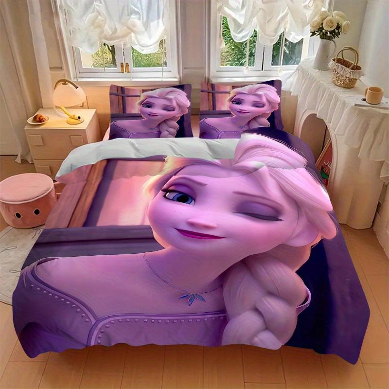 3pcs Lovely Princess Elsa Bedding Set - 1 Soft Quilt Cover + 2 Pillowcases, Machine Washable - Suitable for All Seasons, Perfect Gift for Family