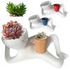 Lazy Guy Succulent Pots W/ Drainage Hole Resin Lazy Little Character Flowerpot Cute Smily Face Planter Pot for Home Garden Decor