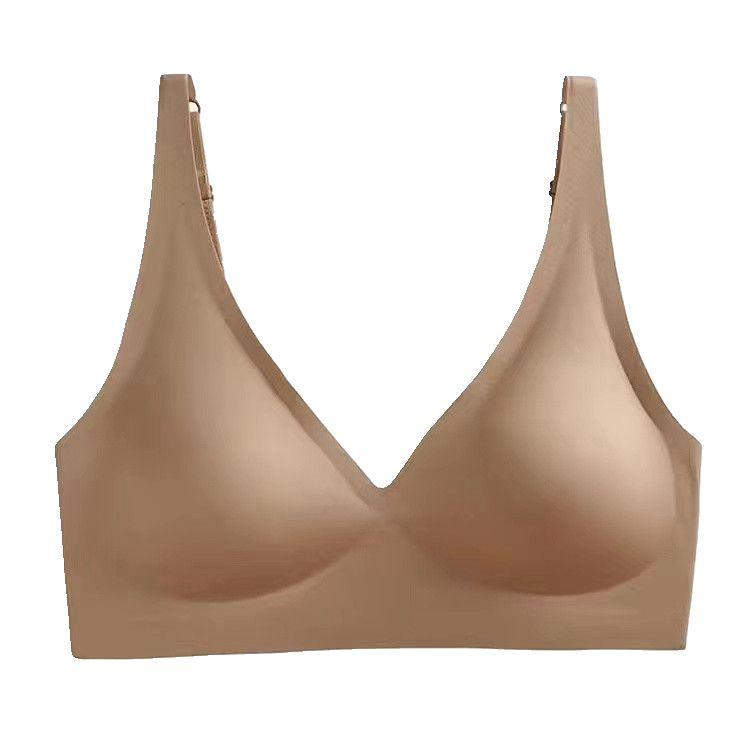 Women's Seamless Wire-Free Comfortable One-Piece Lifting Thin Bra Simple Smooth Surface Solid Color Underwear