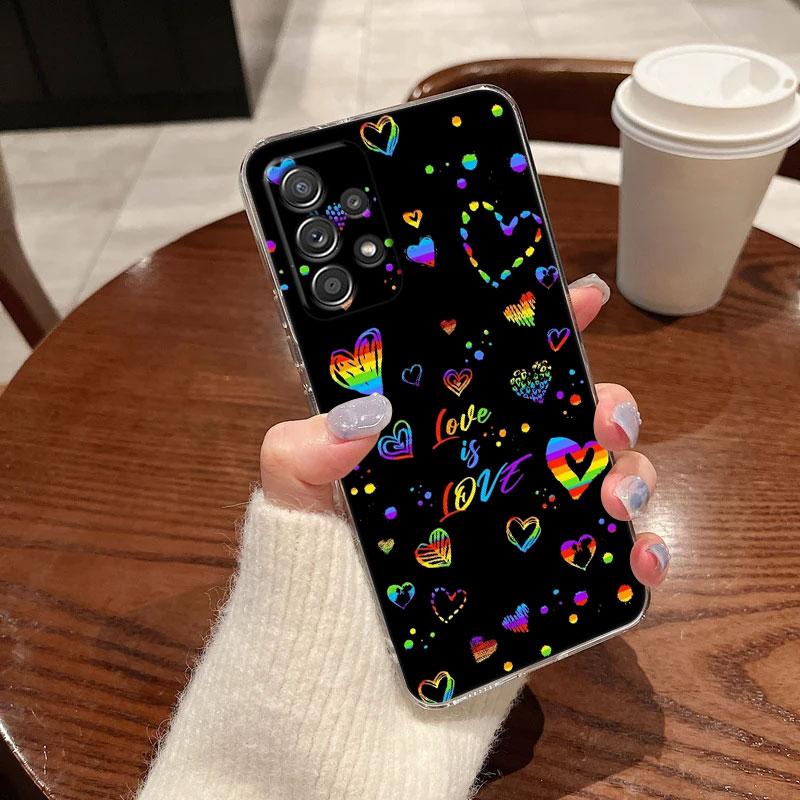 LGBT Rainbow Flag Gay Lesbian For Samsung Galaxy A55 Case A54 A52 A53 5G A15 A14 A13 A23 A51 A34 A35 A33 A32 A72 A71 Clear Cover