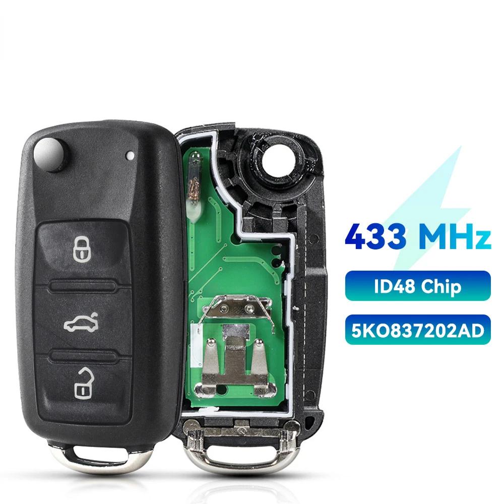 Remote Car Key 434MHz ID48 Chip 5K0837202AD For VW Golf Tiguan Polo Passat CC SEAT Skoda Mk6 Octavia Jetta Beetle