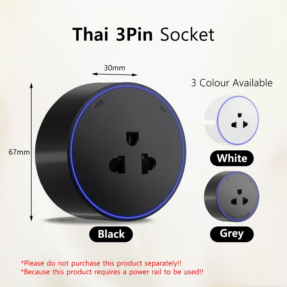 

Induction lamp Wall Track Socket EU FR Italy Israeli UK Standard Home Office Electric Socket Removable Plugs Adapter USB C Ports Thai 3Pin Socket чорний