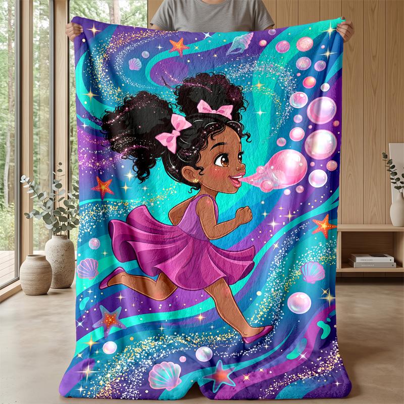 Fairy In a Magical Garden Theme Blanket Lightweight Warm Flannel Blanket Decorative Throw Blanket for Home Decoration