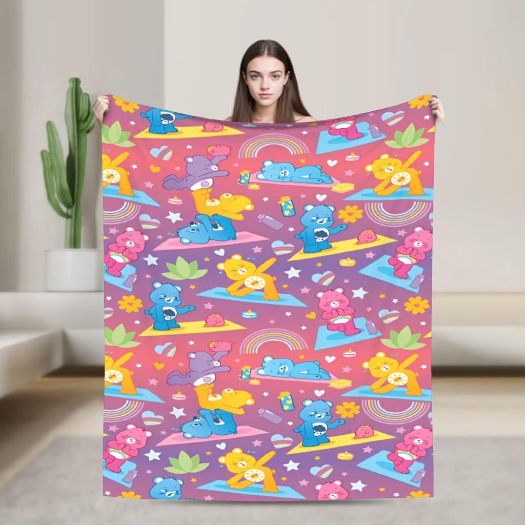 Cartoon Care Bears Blanket Animal Travel Flannel Bedding Throws For Bedroom Warm Soft Custom DIY Quality Bedspread Gift