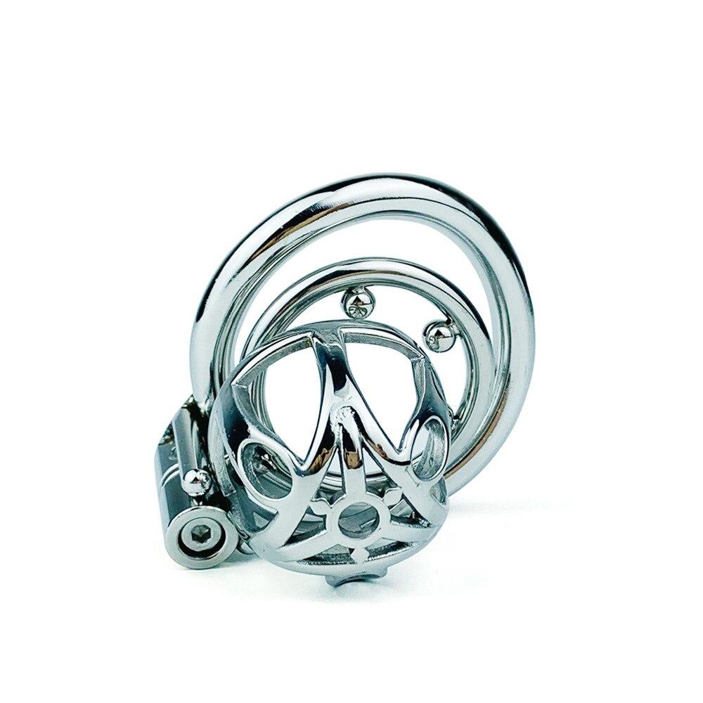 Men's Metal CB Lock Short Penis Lock Chastity Lock with Anti-Disconnection Ring Sex Toys Stainless Steel Cock Rings