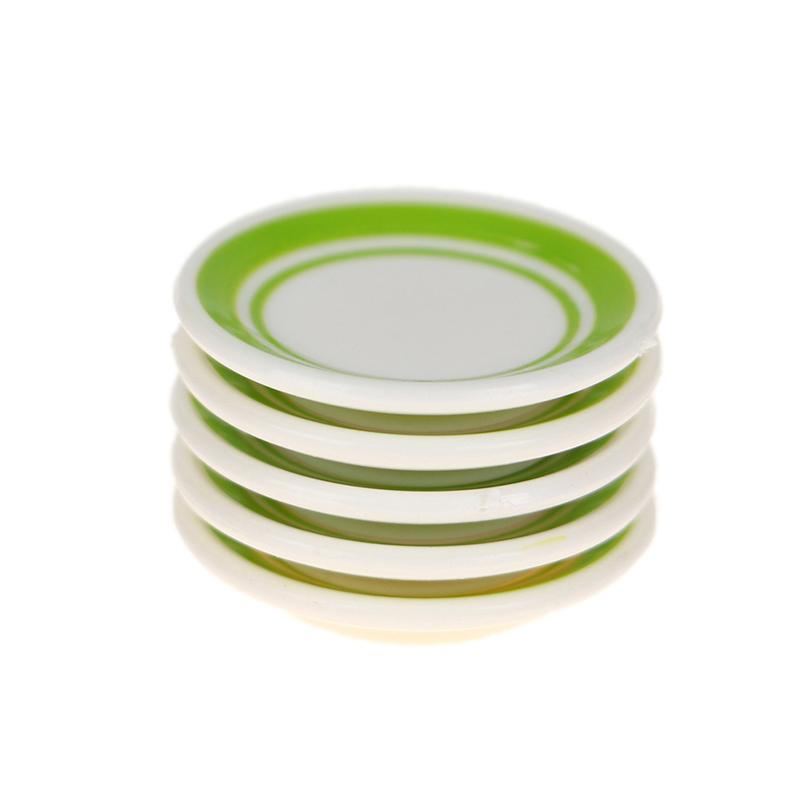 5Pcs/Bag 1:12 Dollhouse Miniature Colorful Plate Dishes Kitchen Accessories Toys