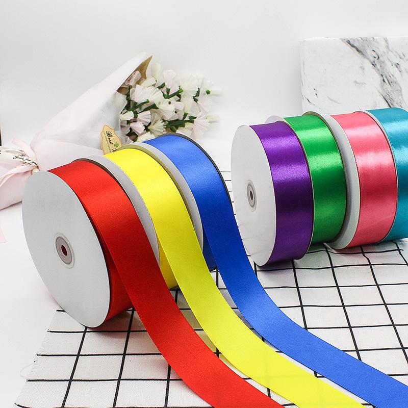 Single Face Ribbons 100% Polyester 20 Solid Color 4 cm Wide Ribbon 100Y for Birthday Decoration