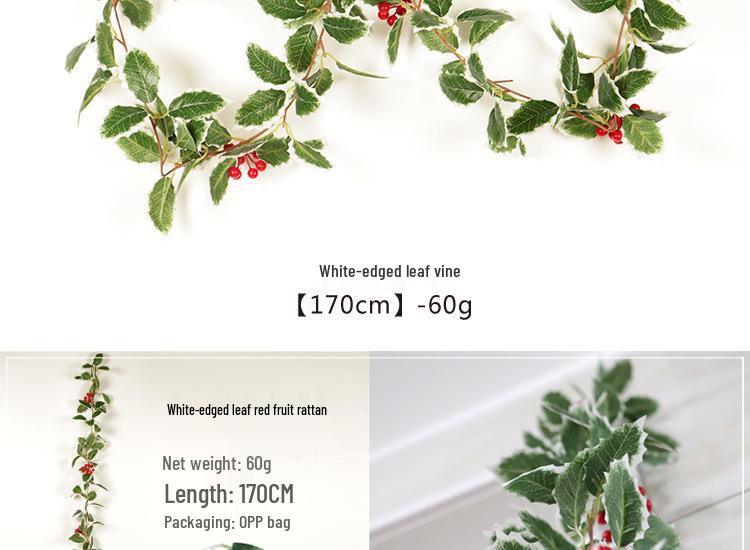Hong Yu Christmas Wreath: Red Berry & White-Edged Leaf Decorative Hanging