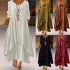 Women's Cotton Loose Shirt Dress With Button Casual Loose Maxi Dresses
