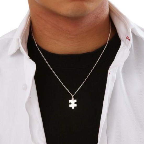 The Kiss Blue Moonstone Silver Pair Necklace for Men and Anniversary Gift SPD1846RBM-1847RBM Women, Couples,