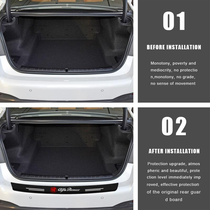 1pc Carbon Fiber Car Trunk Rear Bumper Sticker Guard Plate Protector for Alfa Romeo Giulia Stelvio Giulietta Spider GT 4C 8C Mito Brera Modification