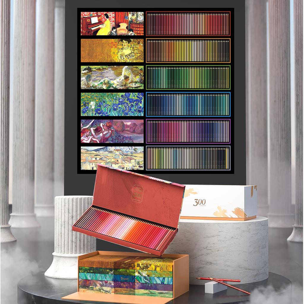 Matita Professionale per Schizzi Marco Mina Morbida Legno Oltre 100 con per Matite Colorate Vivaci di Livello Master per 3300 300 Colori Set a Base Olio da 300 Colori,