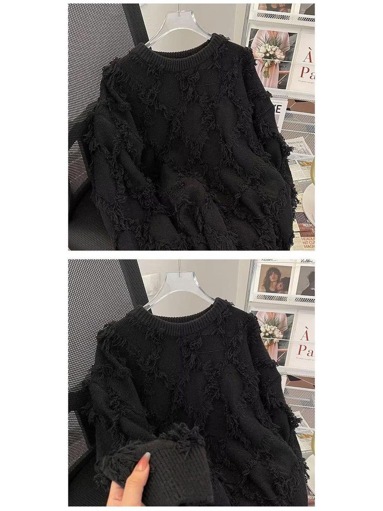2024 Women's Solid Color Tassel Sweater - Loose, Soft Knit for Autumn/Winter