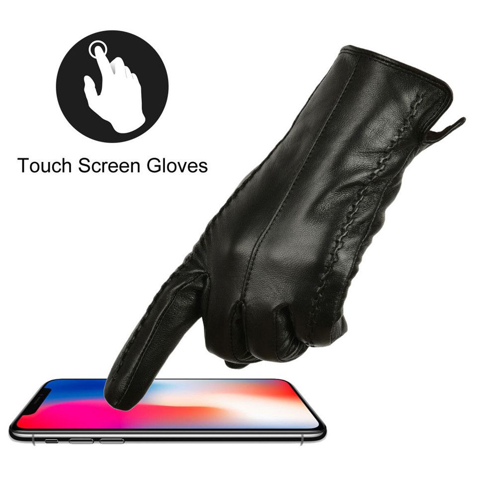 Driving Full Finger Outdoor Sport Touch Screen Leather Gloves Winter Warm  Apparel Accessories