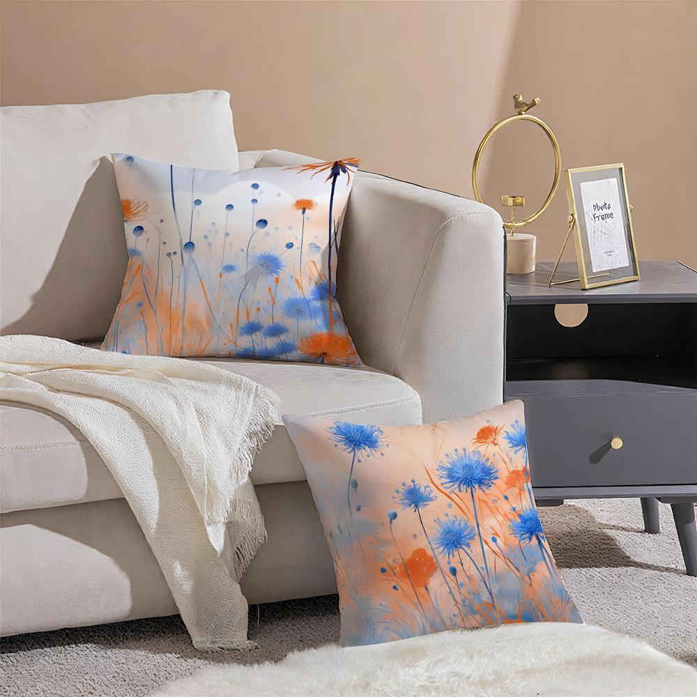 Delicate Floral Symbol CCornflower Cushion Cover Pillowcase Short Plush Invisible zipper Room Sofa Cushion Cover