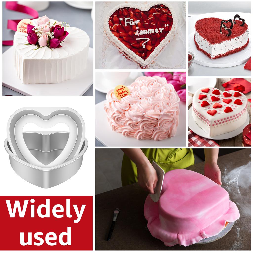 2Pcs Heart Shape Cake Pan 6 Inch 8 Inch Aluminum Alloy Cake Mold Cheesecake Baking Mold Tool Valentine's Day Birthdays Bakeware
