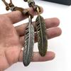 Clothing Accessories Personalized Simple Cowhide Necklace Adjustable Large Feather Pendant Sweater Chain