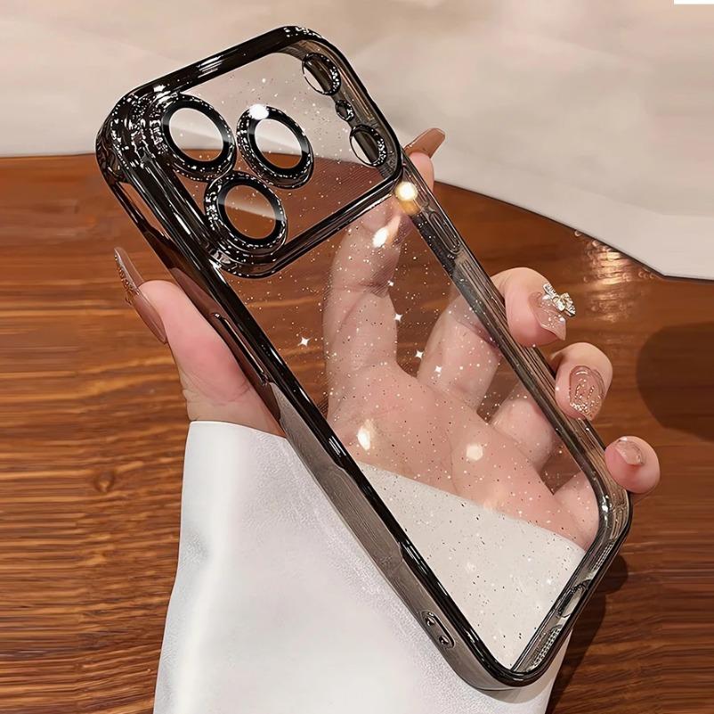 For iPhone 17 Air 17 Pro Max Case New Camera Protector Glitter Bling Clear PC Cover for iPhone 13 12 11 14 15 16 Pro Max