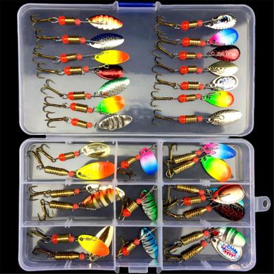 31Pcs/11Pcs Fishing Lures Baits Metal Fish Hooks Rotating Sequins Tackle Kit Box