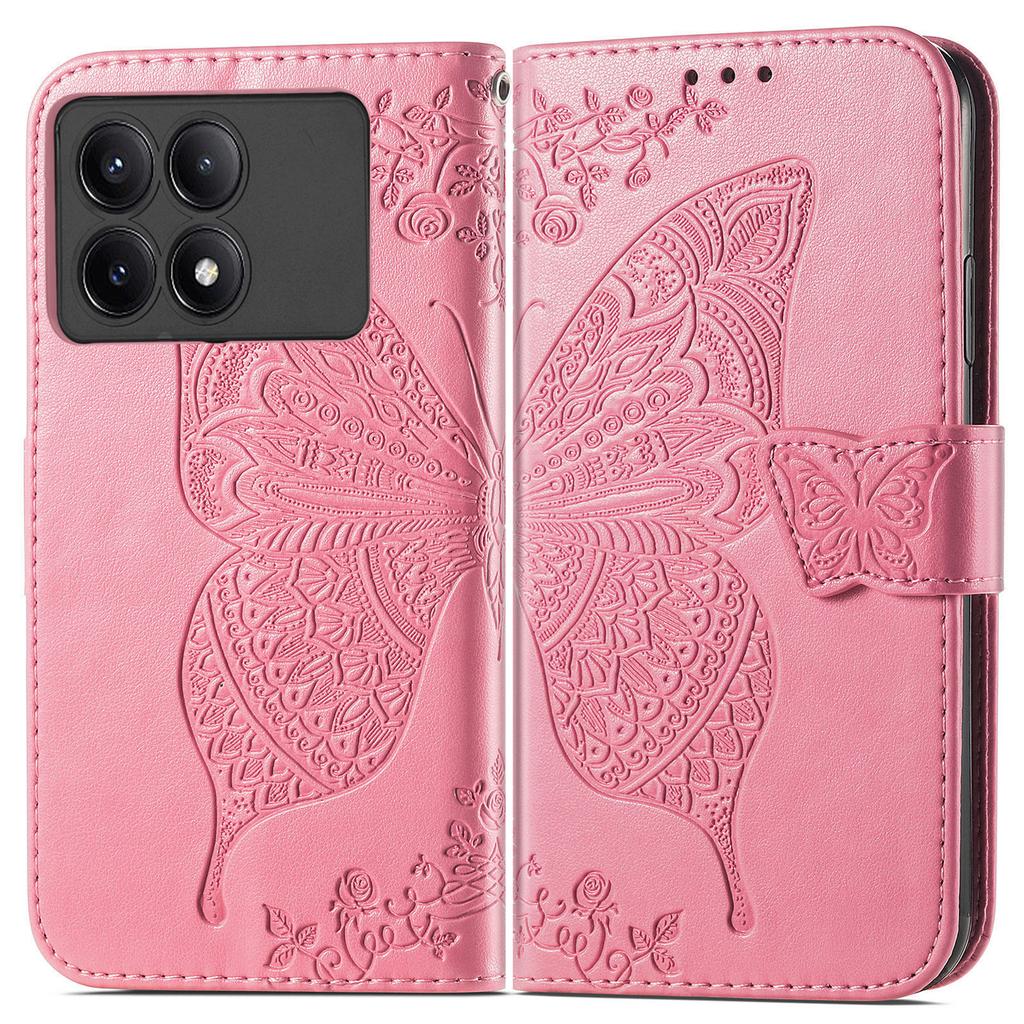 For Xiaomi Redmi K70E 5G/Poco X6 Pro 5G Phone Case Butterfly Pattern Folio Stand View Cover