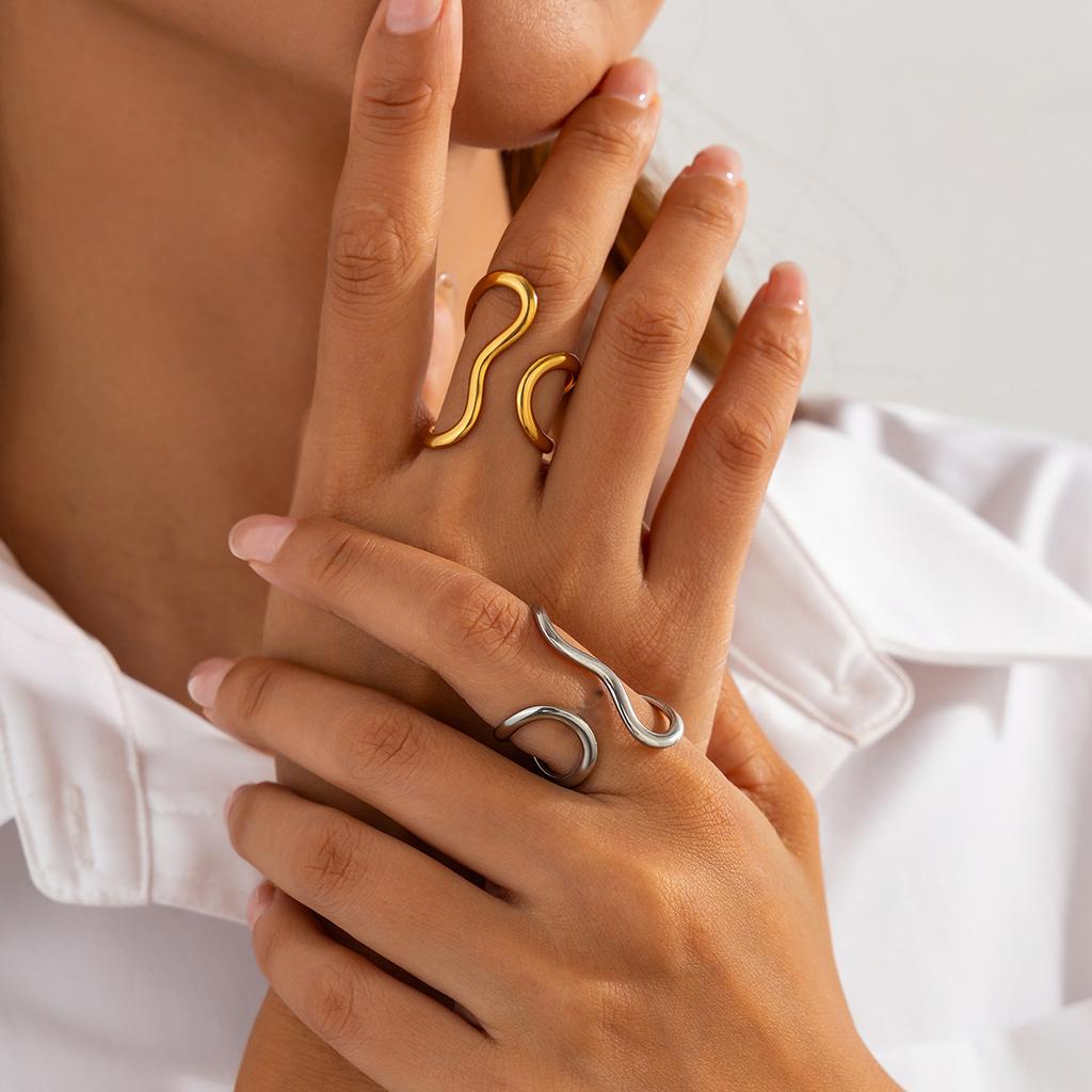 Simple ins geometric glossy ring jewelry, irregular design cross joint ring