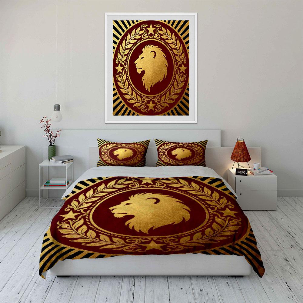 Lion-Themed Decorative Set Soft Comfortable Duvet Cover Bedding Set Included 1*Duvet Cover & 2*Pillowcases, Gift