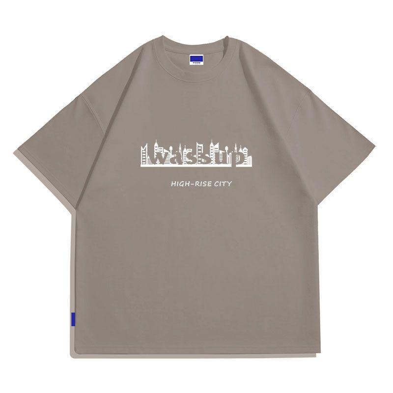 Wassup Heods Summer National Trend Brand Letter Print Street Style Loose Round Neck Heavyweight Couple Short-Sleeve T-Shirt for Men